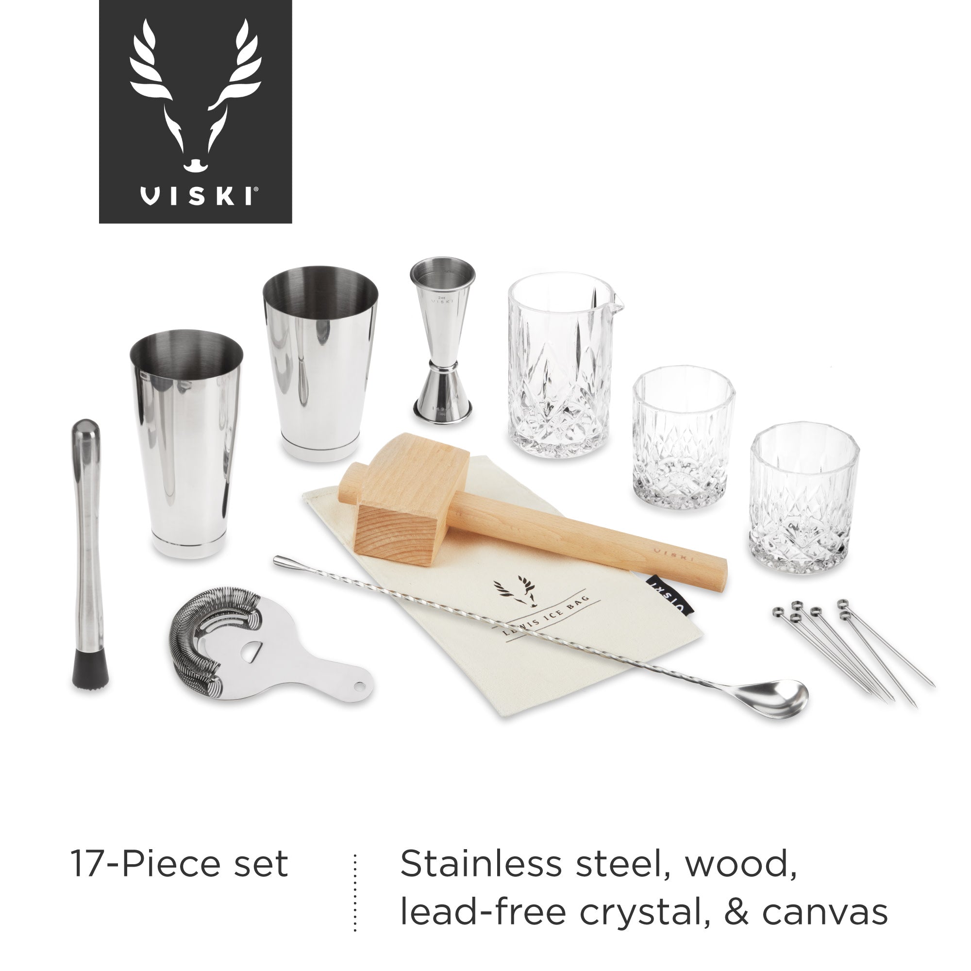 Viski 4-Piece Stainless Steel Mixologist Barware Set