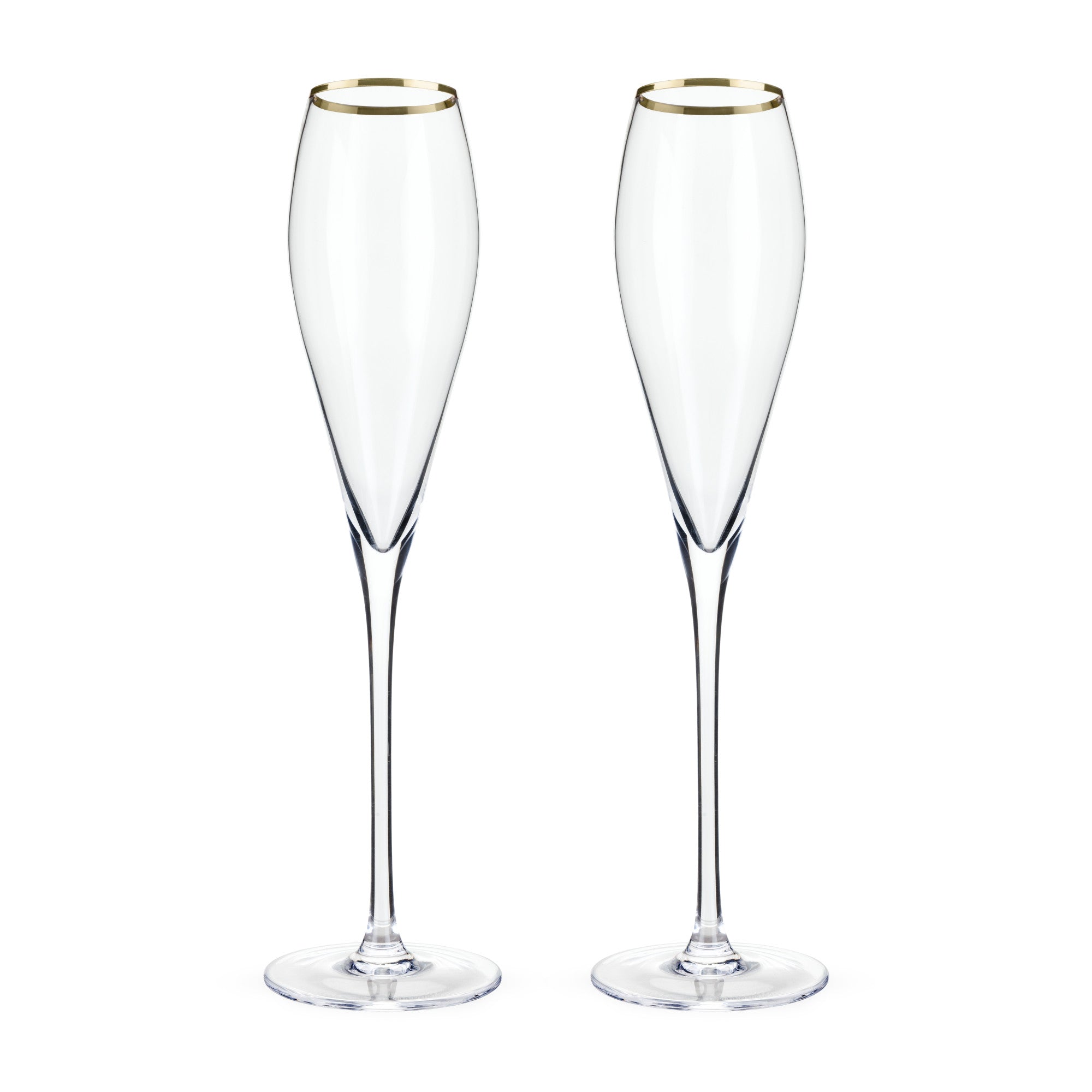 Viski Raye Angled Crystal Champagne Flutes Set Of 2 - Premium