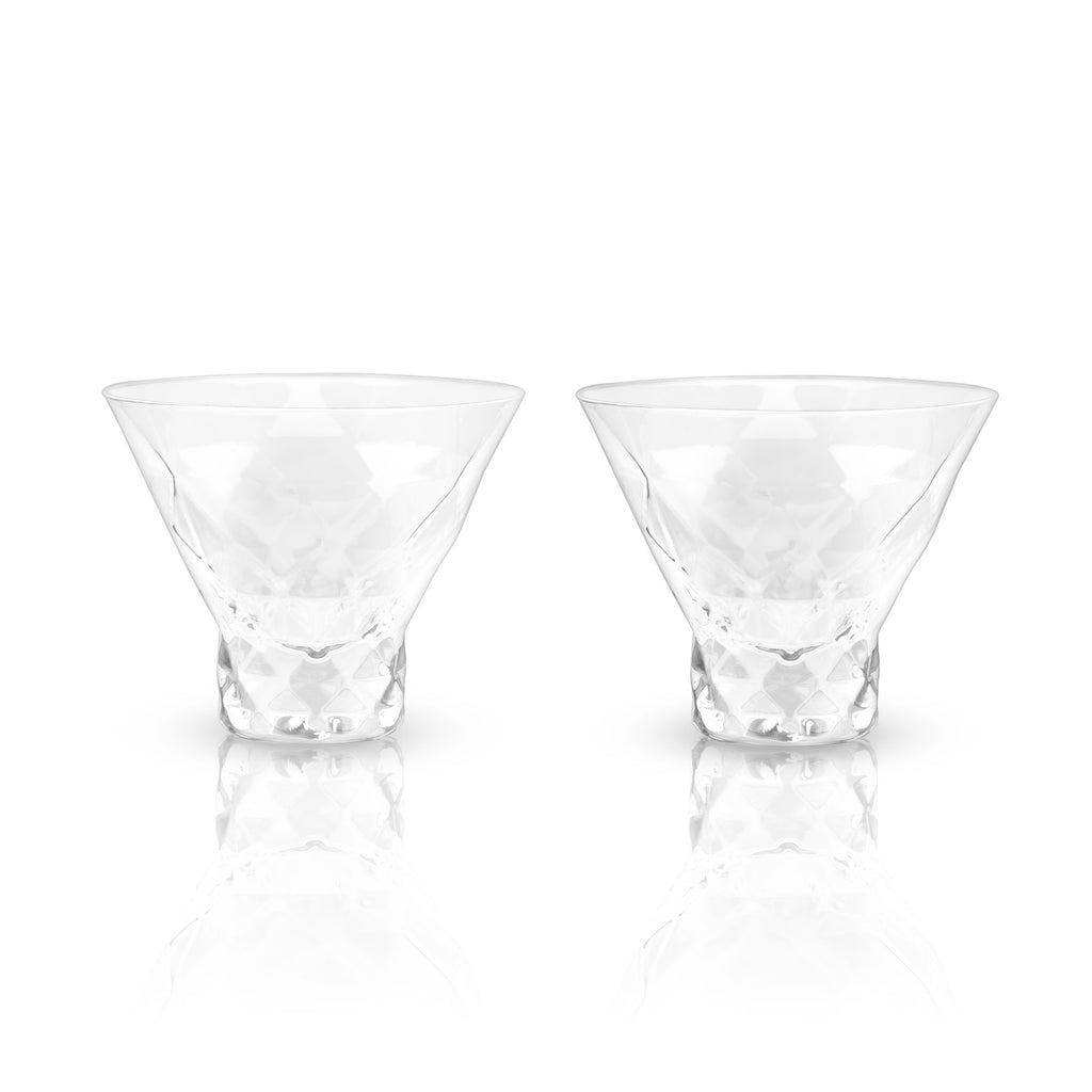 Viski Faceted Martini Glasses, Set Of 2 Lead-free Crystal Cocktail