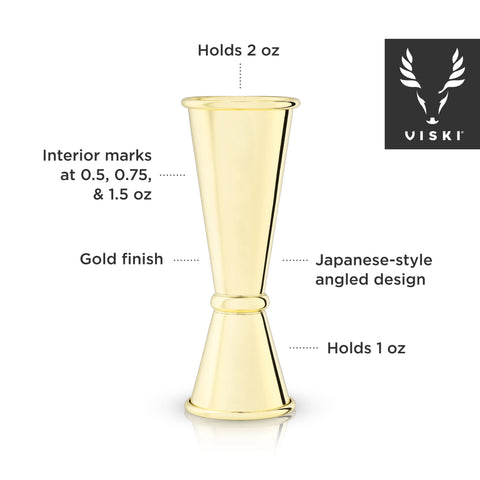 Viski Japanese Style Stainless Steel Double Jigger for Cocktails