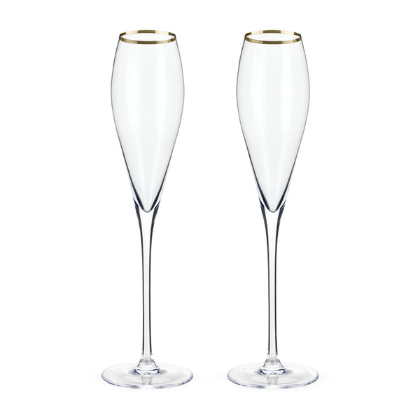 Gold Rim Ribbed Champagne Flute Set of 2 by World Market